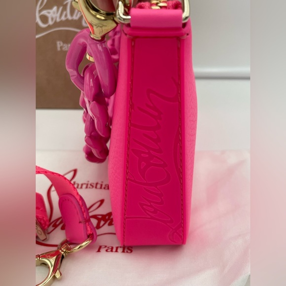 ❌SOLD❌$1490 NEW NWT Christian Louboutin Calfskin Loubi la Mini Pink Shoulder Bag - Picture 7 of 16